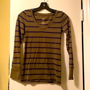 Green and Navy Striped Long Sleeve Shirt **Bundle 3/$20!**